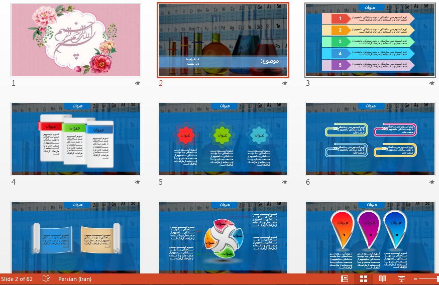 قالب پاورپوینت بسیار زیبا مخصوص شیمی