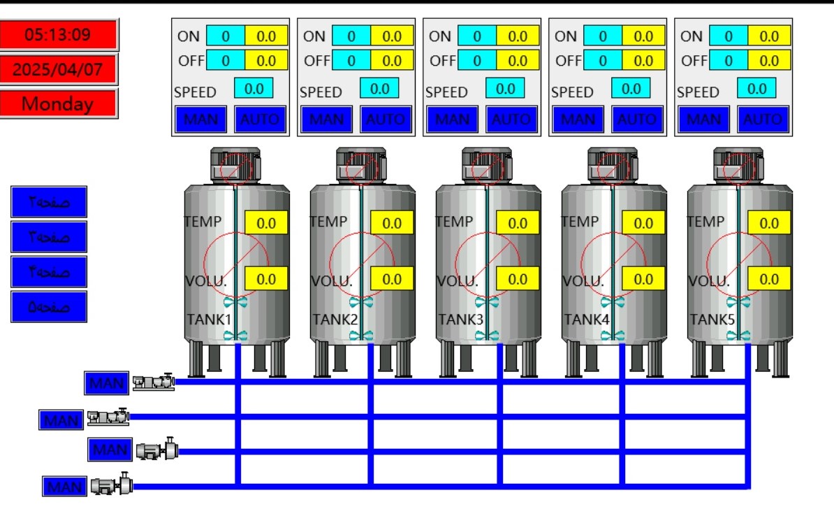برنامه PLC و HMI برای کنترل و مانیتورینگ تانک‌